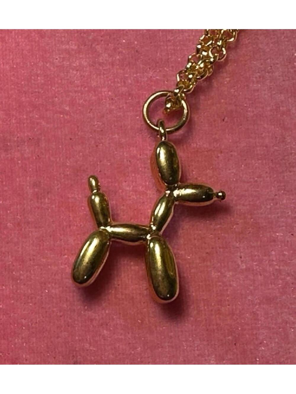 Necklace gold tone Balloon doggie 1 1/4 inches high one inch wide 18” chain New